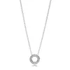 NYHET 2018 100 % 925 sterlingsilver pandora Loving Hearts of Necklace Clear CZ Lämplig liten rund present Nyckelbenskedja Smycken