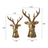 Nordic Gold Deer Head Figurine Céramique pour la décoration de la maison Barre de bureau Barre de bureau Table Salon Salon Accessoires Art Collection