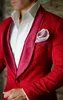 Red Paisley Mens 웨딩 턱시도 Shawl Lapel Groom 신랑들 턱시도 Man Blazers Jacket Excellent 2 Piece Suits (자켓 + 바지 + 넥타이) 1611