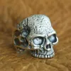 Wholesale- Sterling Silver High Details Skull Ring Mens Biker Punk Ring TA118 US Size 7 to 15