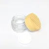 Clear Glass Bottle Jar Cream Wax Oil Container Plastic Wood Grain Lid Glass Jars Tank Cosmetic Containers Glass Storage Box Packaging