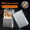 Курение сигарет для хранения корпуса для хранения ящика для хранения корпуса переворот металлический карман USB Электронные заряженные сигареты более легкие корпусы упаковывают крышку табака