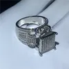 雄大な感覚リング925スターリングシルバーのパベッジの設定ダイヤモンドCZの婚約の結婚式のバンドリング女性男性ジュエリー