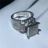 Majestic Sensation ring 925 Sterling zilveren pave setting Diamond Cz Engagement trouwring ringen voor vrouwen mannen Sieraden