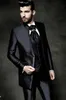 Smoking da sposo moda Shinny nero smoking da uomo da uomo giacca da uomo con risvolto mandarino popolare abito da 3 pezzi (giacca + pantaloni + gilet + cravatta) 1299