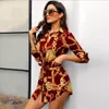 197 mulheres de macacões, vestidos casuais, macacão saia vestido floral com mangas vestidos nuevo estilo vestido para chicas mujeres wt19