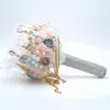 HS BRIDAL – Bouquet de mariage en plumes roses ivoire, fleur artificielle pour femmes, avec perle, cadeau de mariée, pour décoration de mariage, 2019