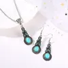 Turquoise Crystals Designer Earrings Necklace Bohemian Silver Drop Earring For Women Bridal Jewelry Boho Wedding Birthday Gift