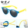 Lunettes de soleil colorées et flexibles pour enfants, polarisées, rondes, pour garçons et filles, en Silicone, UV400 WarBLade