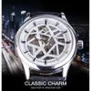 Forsining 2021 Royal Luxury Design Mens Silver Gear Movement Transparent Star Surface Open Work Squelette Mécanique MECTION187O