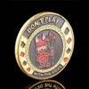 Chip artisanal de poker 10pcs Don039t jouer avec le Devilquot Casino Gold Plated Challenge Coin9551129