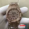 Volledige Diamond Heren Polshorloges Rose Gold Diamond Rvs Boutique Mode Horloges Arabische Dial Automatische Diamond Watch