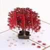 Cartes de voeux 3d Arbres d'érable rouge carte pop-up pour maman femme anniversaire Merci Saint Valentin cadeau enfants en vrac décoration de Noël