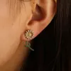 Ny Tiny Cute Shiny Multicolor Yellow Green Sunflower Stud örhängen för kvinnor Söt mode Tiny Green Cz Ear Elegant smycken