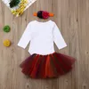 Turchia Set di vestiti per il Ringraziamento Bambina manica lunga Autunno Pagliaccetto Gonna in tulle Fascia per capelli Set di abiti