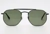 Nieuwe zeshoekige zonnebril 2019 UV400 Glass Lense 3648 metalen vierkante zonnebrillen voor mannen Merkontwerpbril met alle originele2535537