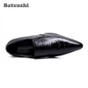 Batzuzhi Chaussures Formelles Hommes Bout Pointu Formelle Chaussures Habillées en Cuir Noir Hommes Slip on Chaussures en Cuir pour Hommes Zapatos Hombre, 6-12