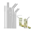 Återanvändbar rostfritt stål straws rakt och böja FDAapproved tre storlekar rengöringsborste halm bar dricksverktyg vara av olika storlekar