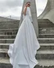 A Elbeth Gillis Line Dresses Jewel Neck Long Sleeves Lace Satin Beach Backless Sweep Train Wedding Dress Bridal Gowns Robe Vestidos