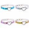 Trendy Sexy Punk Gothic choker necklace heart holographic Collar for women fashion adjustable Leather Belt festivals Jewelry GB358