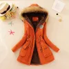 Fashion-Cotton Warm Coat Women Slim Parka Outwear Female Fur Collar Winter Thickening Lady Long Basic Jacket
