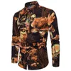 Men's Casual Shirts Men Slim Social Club Shirt Autumn Baroque Camisa Fit Printed