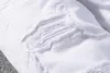 ファッションクラシックミリホールホワイトパンツ350ジーンズデザイナーパンツストレートバイカースキニー抜け穴ジーンズ男性女性リッピングジーンズ305b