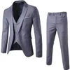 Costumes trois pièces pour hommes, coupe cintrée, simple boutonnage, costumes de mariage sur mesure, ensembles de costumes de smoking de mariage (gilet + pantalon + Blazer)