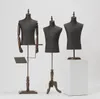 2Style Male Mannequin Body Half Length Model Suit byxor byxor Rack Display Klädlager Trä Dase Justerbar höjd En pie208r