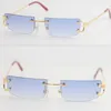 Metal Small Square Rimless Sunglasses Men Women C Decoration Unisex Eyewear for Summer Outdoor Traveling gold frame Size52-18-140329F