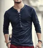 Designer Men Cotton Vintage Henry T Shirts Casual Long Sleeve High quality Men old color Cardigan T shirt