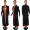 2018新しい到着黒の縞模様3個セットカジュアルな衣装ロングマントストラップレスオーバーオールボディスーツ女性衣料品セットコスチュームプラスサイズWO