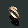 2019 marca de moda homens jóias / mulheres full cz diamond cobra anel casal cor prata anéis de aço de titânio de alta polido amante anéis jewlery
