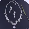 High-quality new bride crown tiara three-piece zircon necklace earrings princess birthday wedding with female accessories gift201u