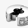 100% 925 Sterling Silver Clear Pave Clip Charms Fit Original European Charmel Blacelet Fashion Women Wedding Engagement Sieraden Accessori 2718