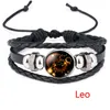 Pulsera de cabujón de cristal de 12 Constell, signo del horóscopo, pulseras multicapa ajustables, joyería de moda para hombre y mujer, Will y Sandy