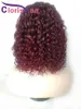 Pixie Cut 1b 99j Coloreado ondulado natural humano cabello humano sin glóbiles Bob pelucas para las mujeres negras Borgoña Ombre Ola de agua de Malasia de la peluca delantera de encaje corto