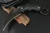 最高品質のKarambit Knife D2 Stone Wash Blade Full Tang BlackG10ハンドル屋外戦術爪ナイフ付きKydex