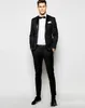 Black One Button Mens Suits Slim Fit Groomsmen Wedding Tuxedos For Men Designer Blazers Notched Lapel Formal Dress Suit (Jacket+Pants)