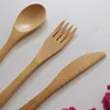 Bambus-Besteck-Set, Haushalts-Holzlöffel, Gabel, Messer, Holzgeschirr-Set, Bambus-Marmeladenmesser und Gabeln