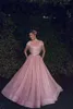 2020 wysokiej szyi pomponem wieczorem sukienki z koralikami perełki z koralików perełki arabskie suknia balowa plus size celebrity sukienka
