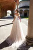Champagne A Line Wedding Dresses Off Shoulder Appliques Lace Corset Back Summer Plus Size Tulle Sashes Bohemian Beach Formal Bridal Gowns