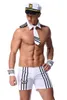 Sexy Men Cosplay Costume Halloween Party Navy Sailor Uniform Outfits Shorts with Cap Collar Tie Cuffs Nightwear Lingerie Male Play196J