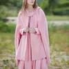 Kvinnors Trench Coats Long Flare Sleeve Hooded Coat Kvinnor Lace Patchwork Shawl Medieval Steampunk Wedding1