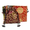 Bolsa de brocado de seda china con flores de Jacquard, 10 Uds., bolsas grandes de regalo de Navidad con cordón, bolsas de recuerdo para fiesta de boda, bolsas de embalaje de tela