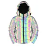 Mens Parka Reflective Winter Thick Cotton Coat Men Reflective Colorful Light Waterproof Windproof Thicken Keep Warm Overcoat Hooded Jacket