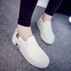 2019 scarpe da donna in pelle PU bianca autunno fondo spesso bianco Lok Fu scarpe da studente pigro