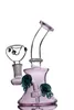 Real Picture Pink Turple Glass Bongs Small Braker Bong med 14 mm Joint Bowl Recycler Dab Rig