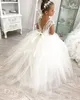 Cheap Lovely White Ivory Flower Girl Dresses For Weddings Lace Crystal Beads Sash Cap Sleeves Girls Pageant Dress Prom Kids Commun4470898