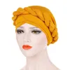 2021 Moda Pure Kolor Braid Muzułmańskie Kobiety Turban Hat Chemo Cap Headwrap Materiał głowy: Mleko Silk1